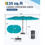 Parasol de patio double face 15 pi avec base et lumières DEL, abat-jour de marché extérieur avec manivelle, mât en acier résistant à la rouille pour table de billard et de jardin, bleu-194323543