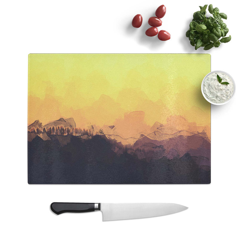 Tempered Glass Sunset View Chopping Board, 28.5 cm W x 20 cm L