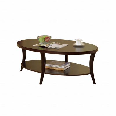 Perth Espresso Oval Coffee Table With Shelf