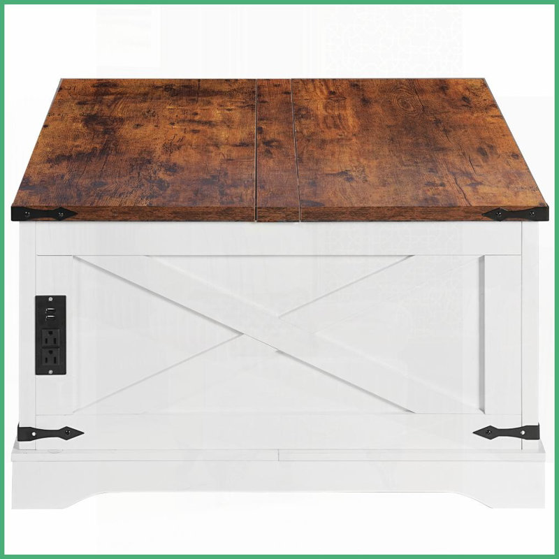 Table basse à plateau relevable vintage 35,4 "avec rangement et charge pour le salon