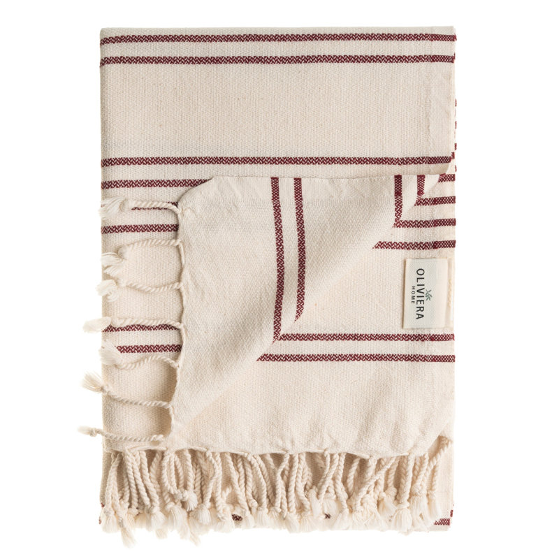 Essuie-mains et serviettes en coton à rayures Heritage, Red