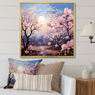 Motif de pointillisme rose et bleu sur fond de magnolia