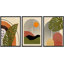 Mid Century Modern Boho Tropical Palm Leaf - 3 Piece Floater Frame Graphic Art Set on Canvas-73721065-73721067