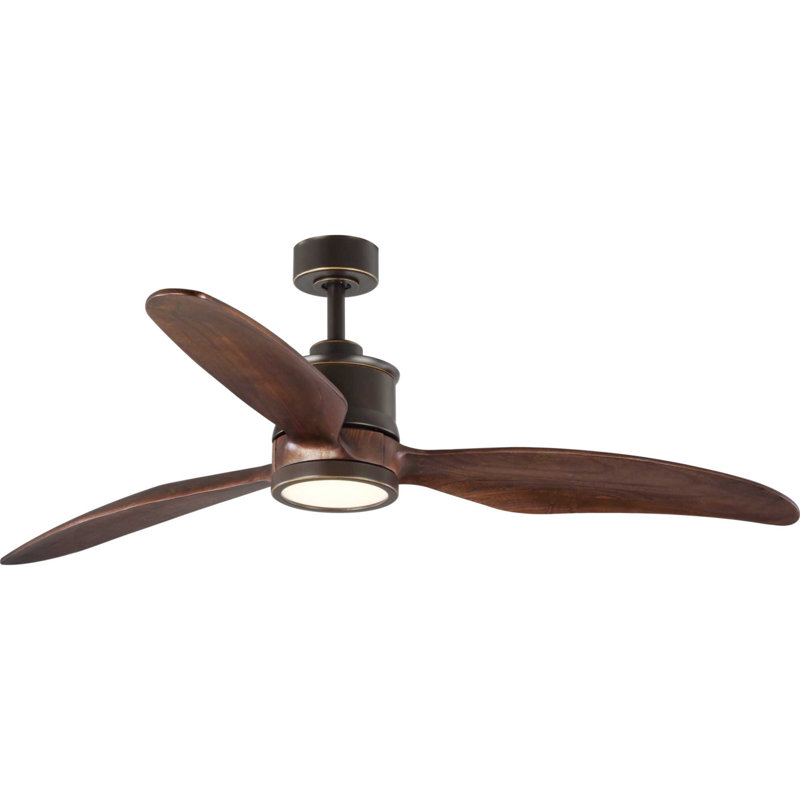 Ventilateur de plafond 60 "standard à DEL avec chaîne de traction et ensemble d'éclairage inclus, Bronze huilé et noyer