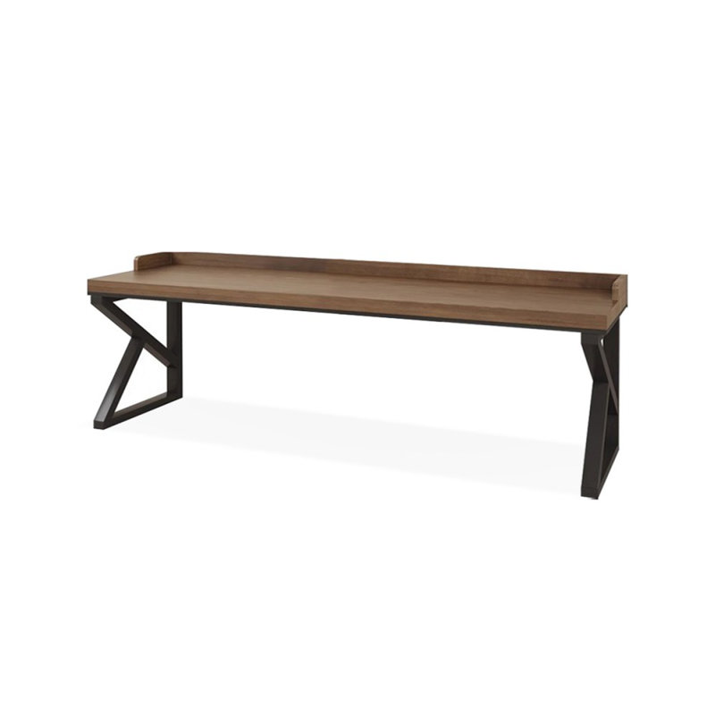 Black+Tan Rectangular Solid Wood desks, 29.53" H x 78.74" W x 23.62" D