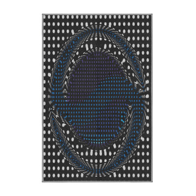 Tapis noir / bleu à pois
