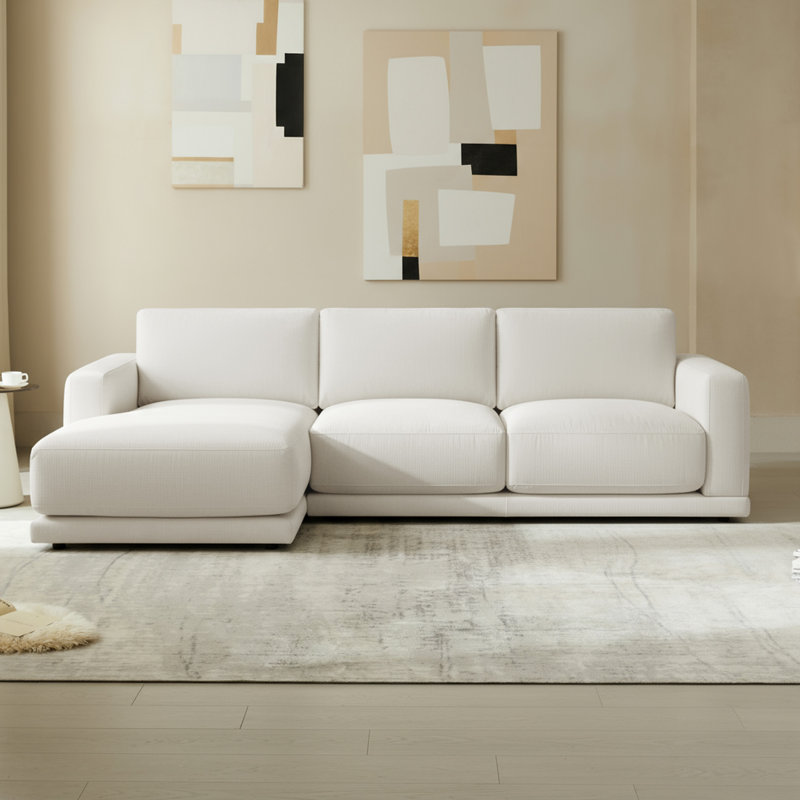 Blakes 2-Piece Upholstered Stationary Chaise Sectional, Left Hand Facing, Effie Linen Performance Linen