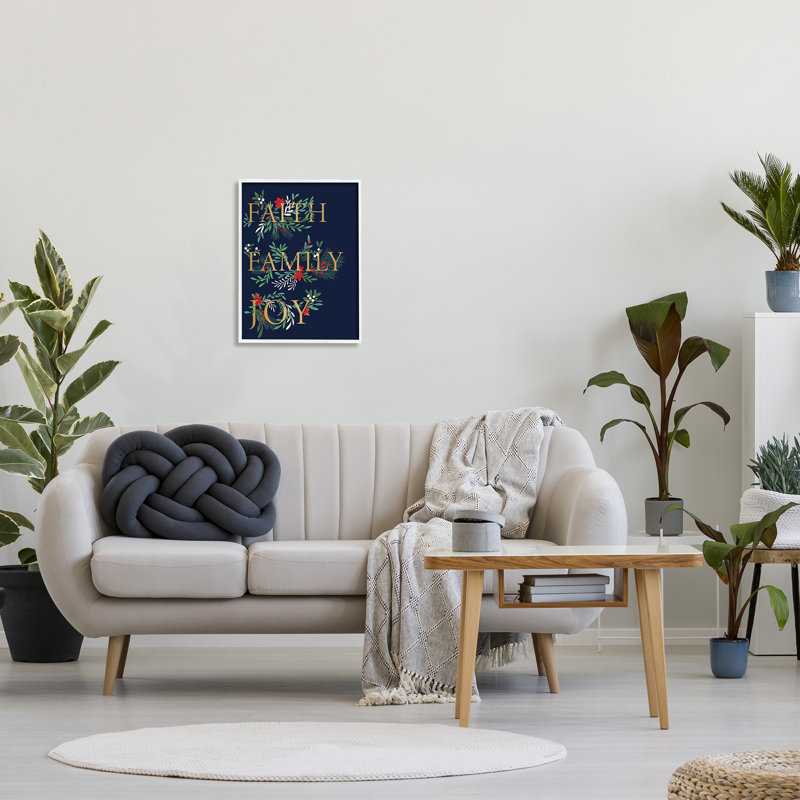 Faith Family Joy Text Traditional, H 20 po x l 16 po, Giclée encadrée blanc bord de mer