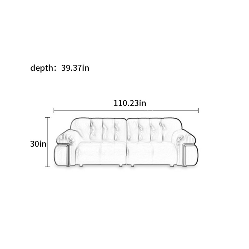 Canapé de style médiéval avec vent crème et nuage de sucre noir, 4, H 30 po x l 110,23 po x P 39,37 po