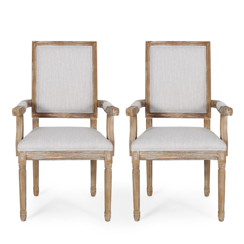 Ethynn 19.5'' H Upholstered Armchair, Natural Frame, 2, Beige