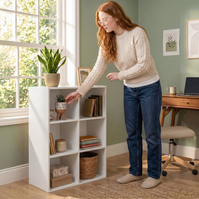 Wood Cube Storage Bookcase, 6-Cube, White