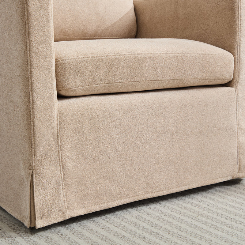 Slipcovered Swivel Accent Chair (Set of 2), Wheat Polyester