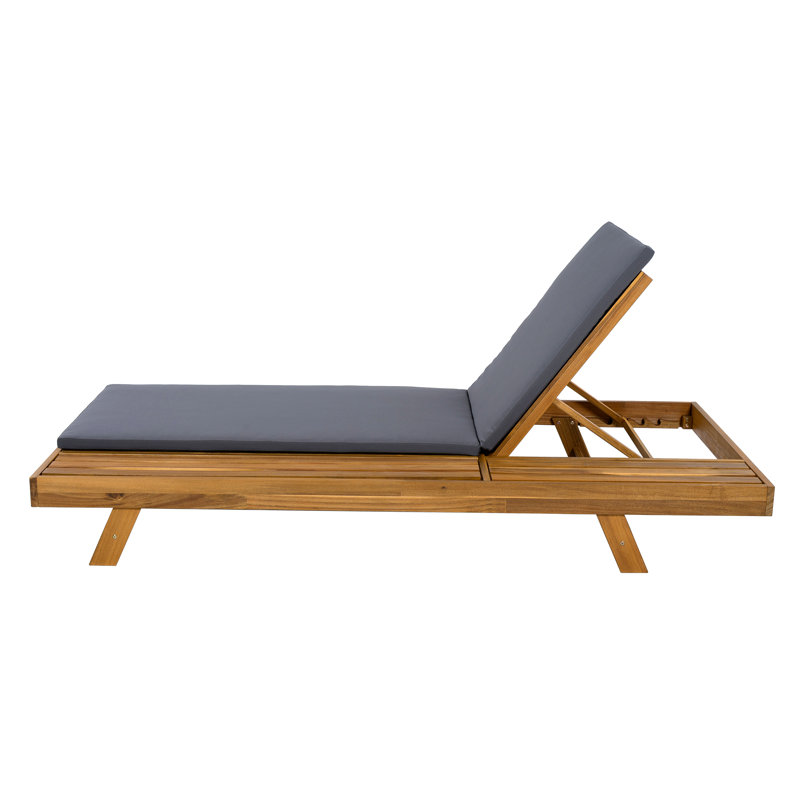 Lounge Chaise Set,Space Available On One Side, Acacia Wood With Water-Resistant Lounge Cushions (4 Inch Thick) - Matching Cream Version Available
