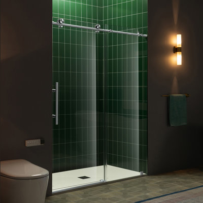 56"-60" W X 80" H Single Sliding Frameless Shower Door | 5/16" (8Mm) Thickened Upgrade Tempered Glass | Stainless Steel Hardware | Safe, Explosion-Resistant, Clear & Stylish, Sturdy & Durable