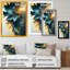 Abstrait bleu et feuilles d'or II - feuilles, art mural-271797160-271797161