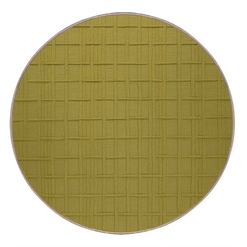 Tapis brun treillis lavable à la machine, Rond 6 pi