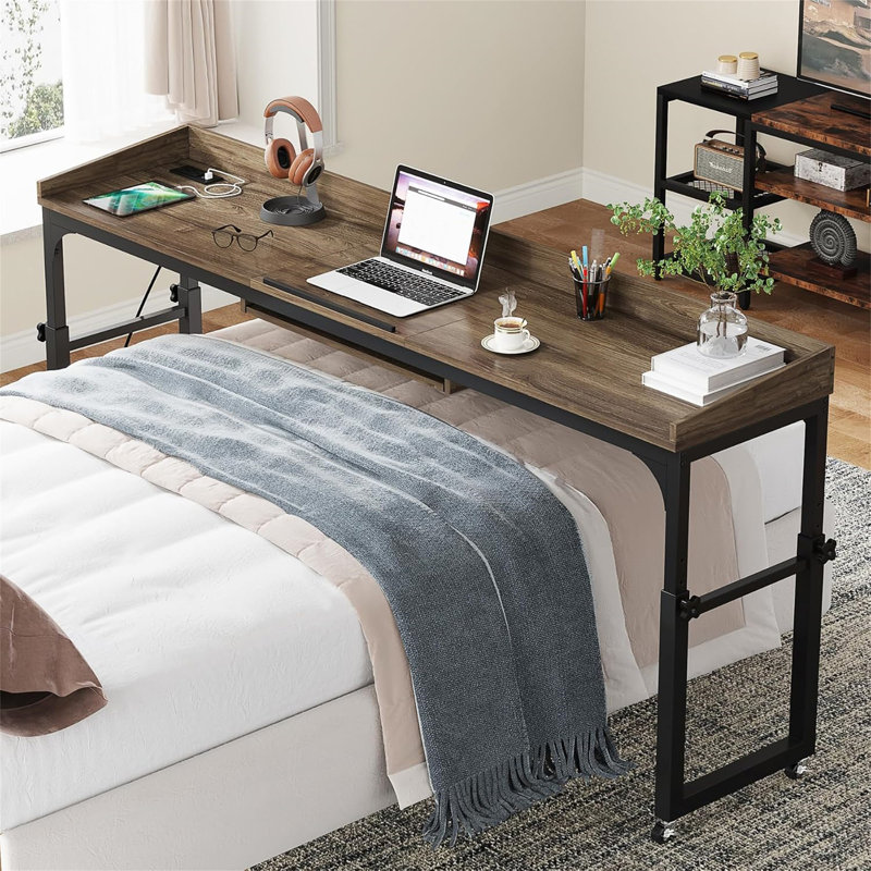 Table de lit à hauteur réglable 35,4 "à 43,3" avec roulettes