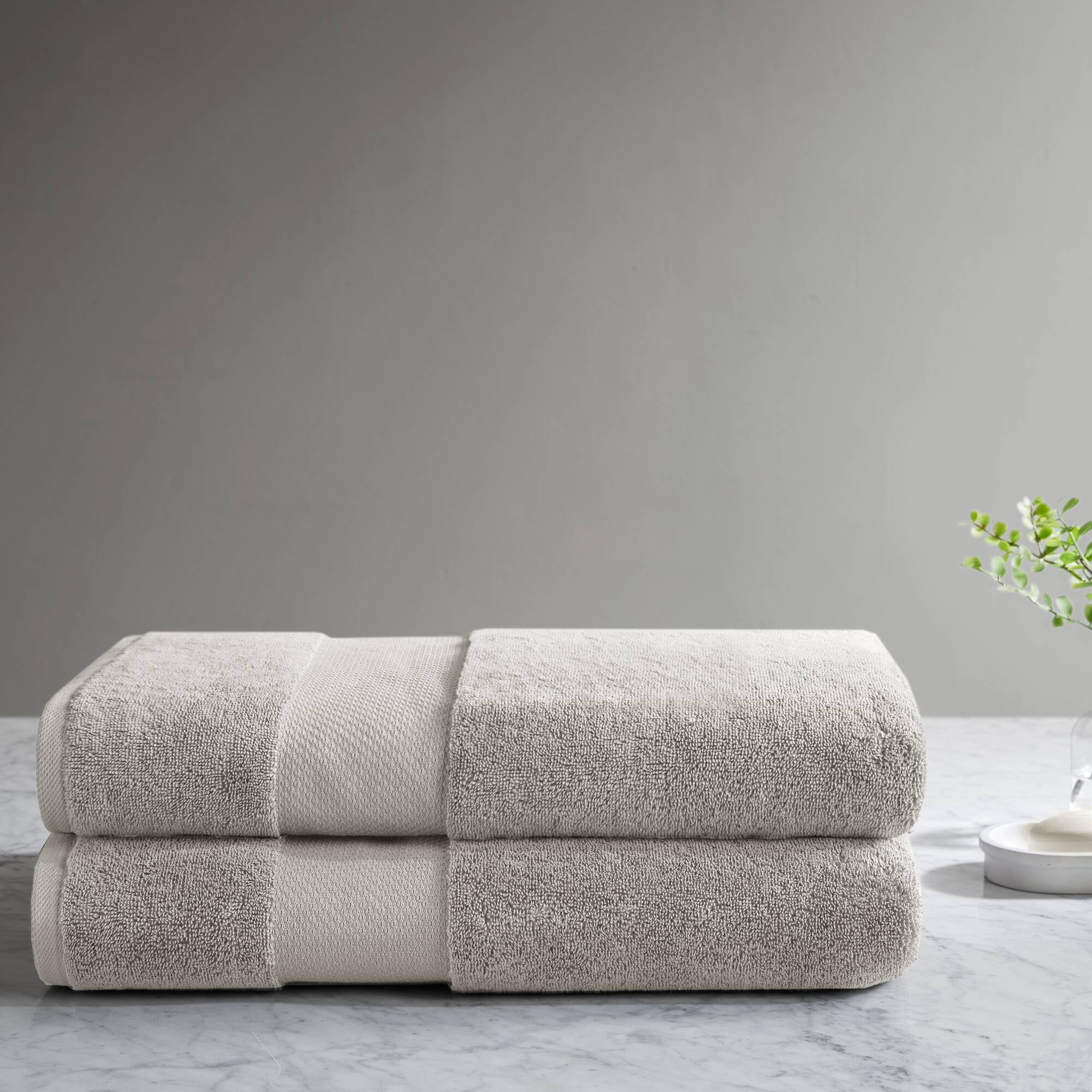 Turkish 100% Cotton Oversized Quick Dry Highly Absorbent Towel Set, Bath Sheets - 2 Pack, Gray