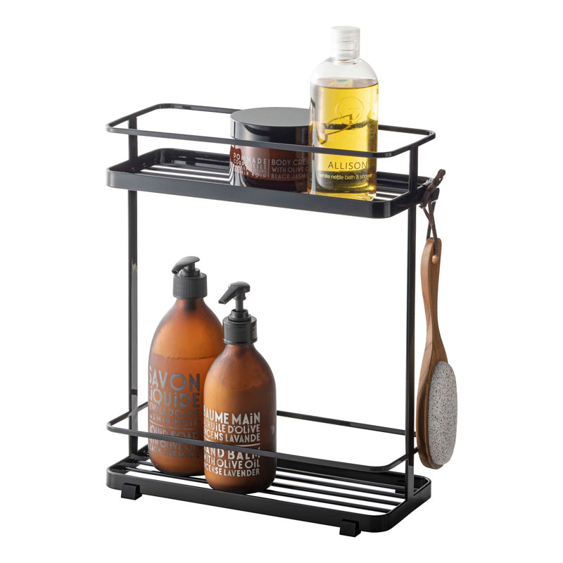 Tower Yamazaki Home Bath Rack, Bathroom Shower Storage Holder, Caddy Shelf Organizer, Short, Steel, Black