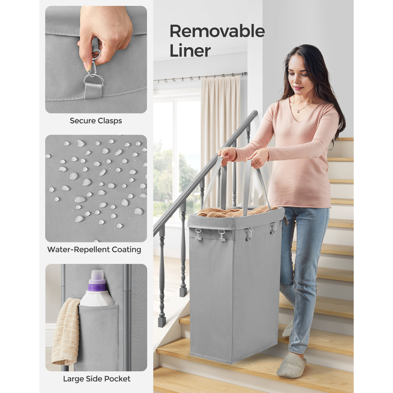 Rolling Laundry Hamper with Handles, Dove Grey
