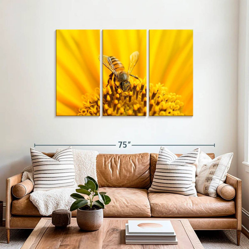 Harnek tournesol avec abeille, H 36 po x l 57 po
