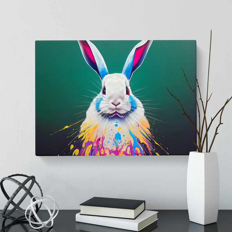 Painted Rabbit Abstract - Wrapped Canvas, 50cm H x 76cm W x 3cm D