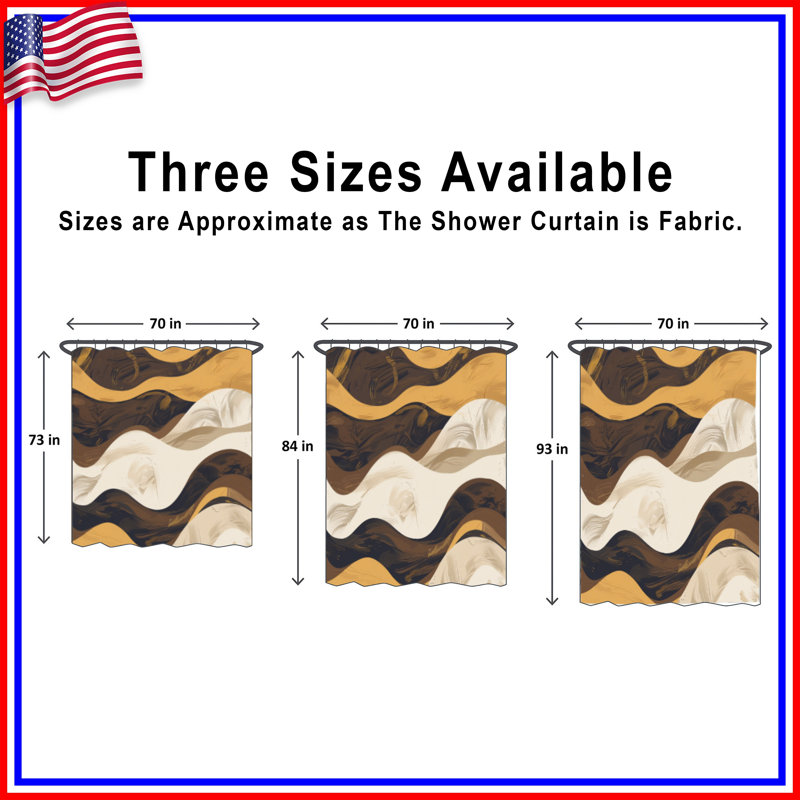 Wavy Earthy Abstract Shower Curtains Extra Long, L 70 po x H 84 po