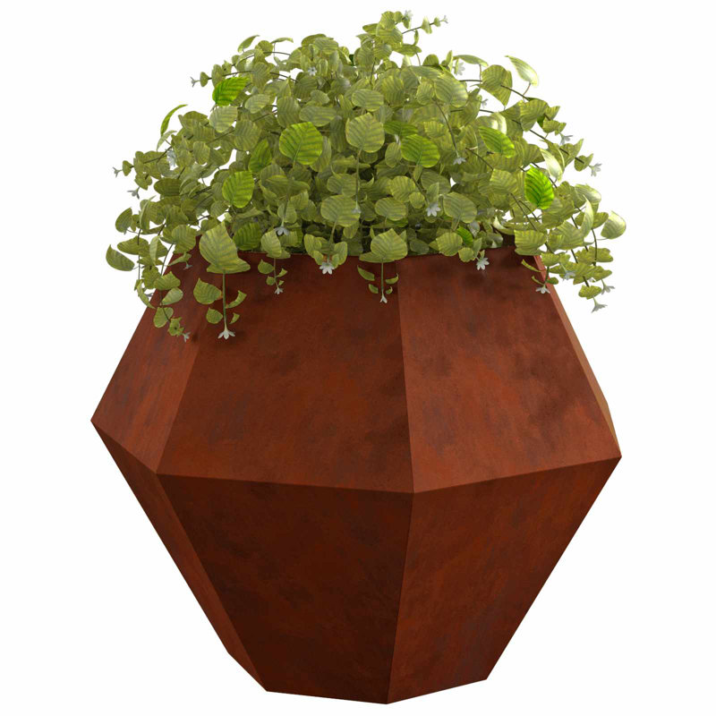  Planter 2 Pcs Rusty Weathering Steel, 80cm H x 100cm W x 100cm D