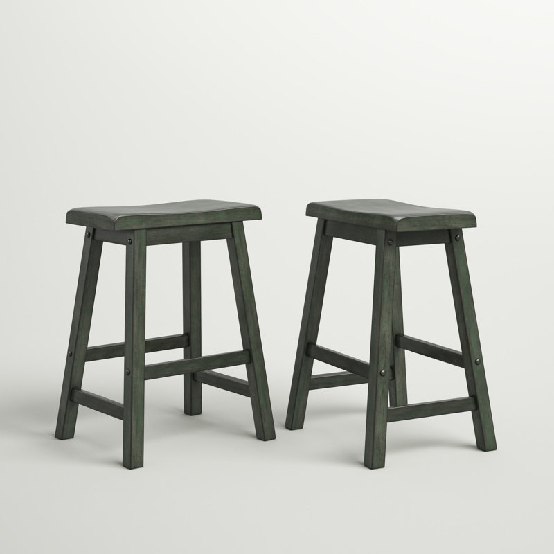 Tabouret en bois massif Whitworth, Tabouret de comptoir (siège d’une hauteur de 24, Sauge antique