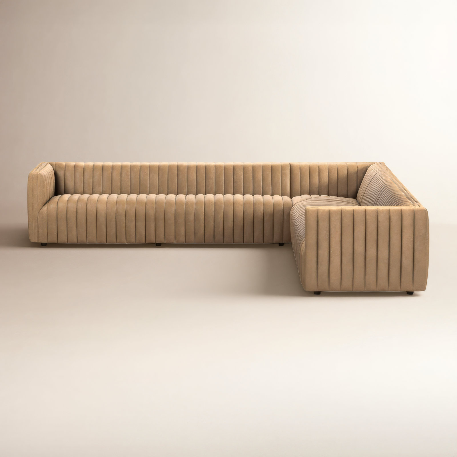 Brandt Upholstered L-Sectional, Palermo Drift Top Grain Leather