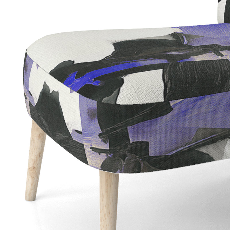 Chaise d'appoint rembourrée Geometric IV, Bleu / blanc / noir