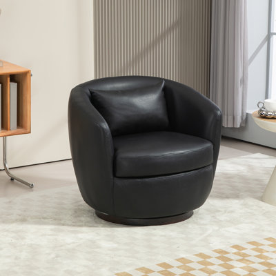 Chryssi Faux Leather Swivel Barrel Chair