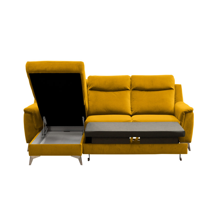 Izola 3 Seater Velvet Sofa Bed, Left Hand Facing, Yellow