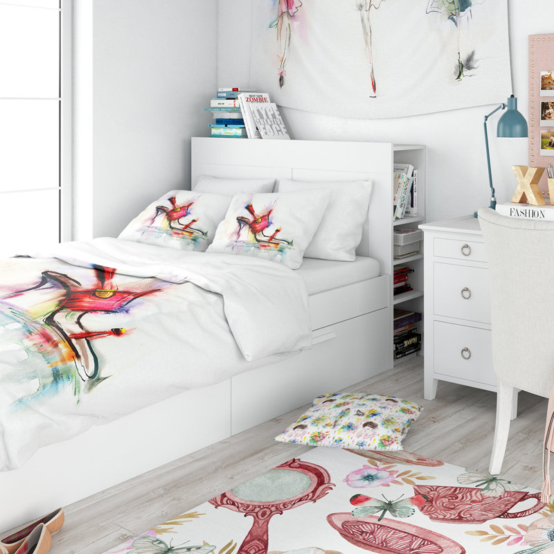 Ensemble de housse de couette à chaussures à haut talon designart, Housse simple + 1 taie décorative