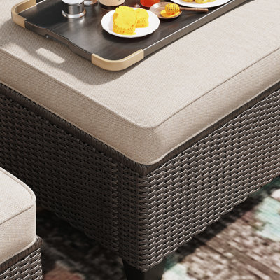 Zackery Wicker Ottoman with Cushions