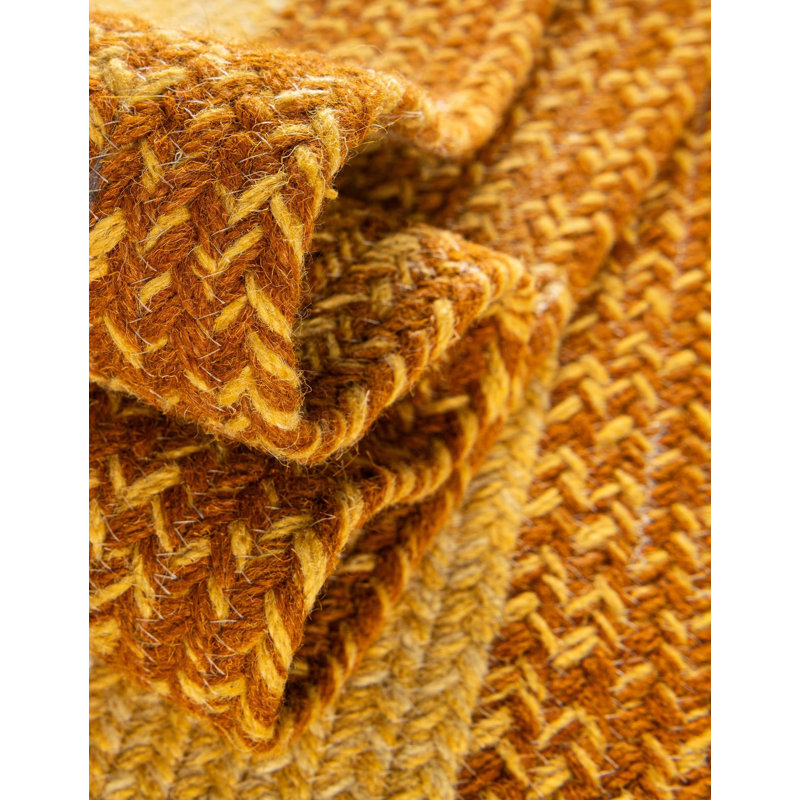  Ombre Hand Braided Wool Rug, Yellow, Runner 2' x 6'1"