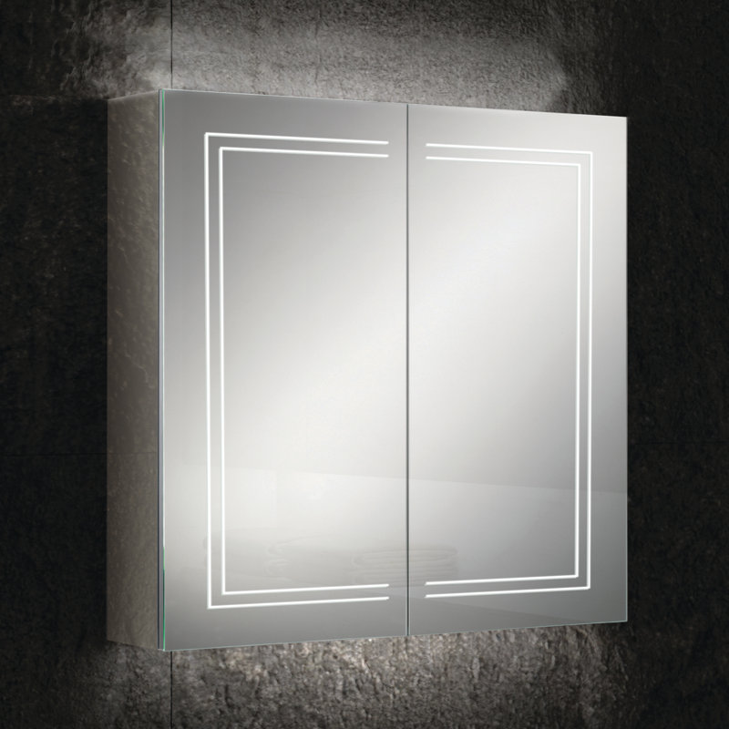 Edge 600mm W 700mm H Surface Frameless Medicine Cabinet Mirror 3 Adjustable, Horizontal, 70cm H x 80cm W x 14cm D