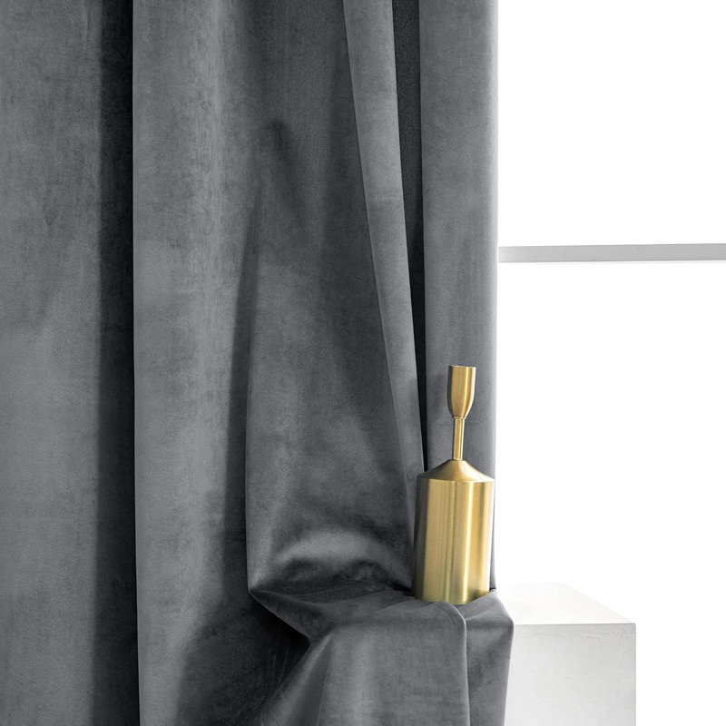 Pink Velvet Noise Reducing Blackout Grommet Curtain Panels for Home & Office, 52" W x 120" L