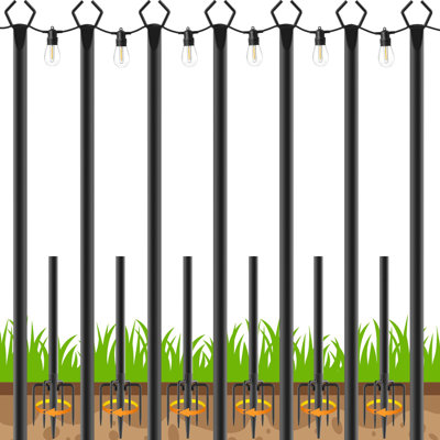 7 Pack 10 FT String Light Poles