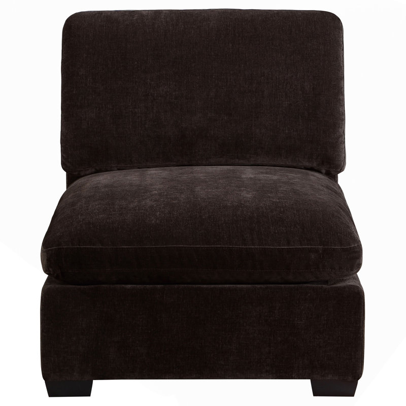 Chaise sans accoudoirs rembourrée chocolat foncé