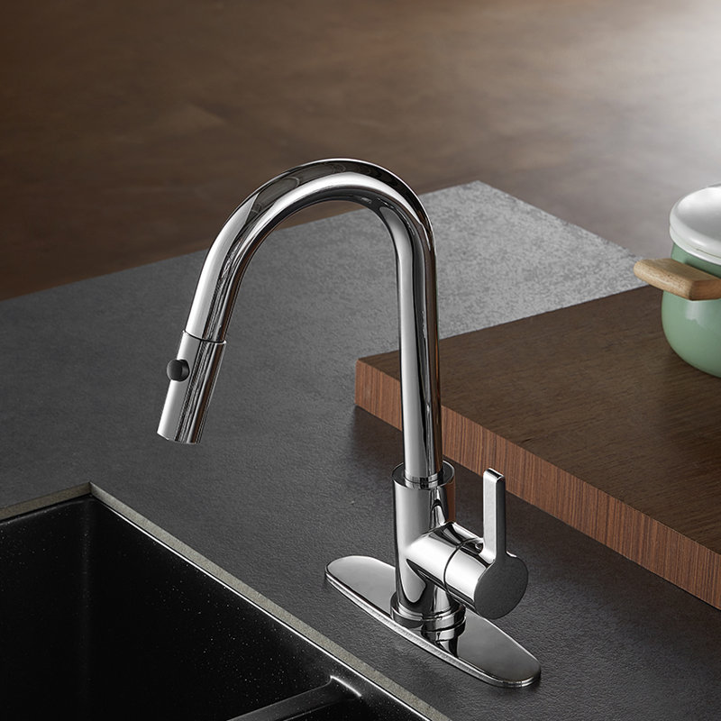 Kingston Brass Continental Single-Handle Pull-Down Kitchen Faucet, Chrome