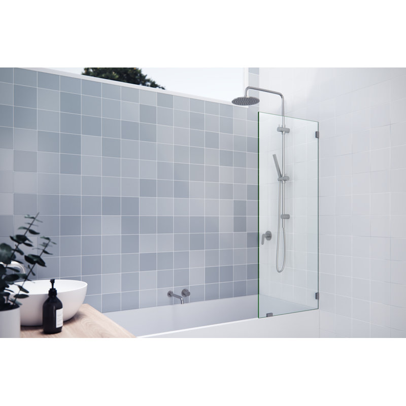 Vela 24.5 in. x 58.25 in. Frameless Single Fixed Bath Panel, Nickel