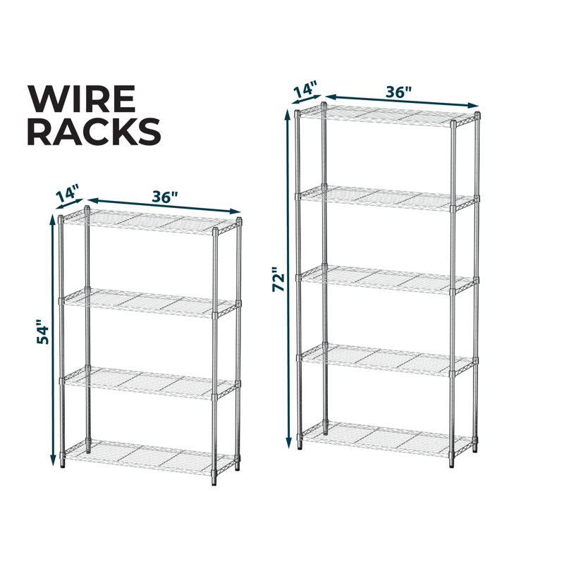 Everest 4-Tier Chrome Steel Utility Shelving Unit