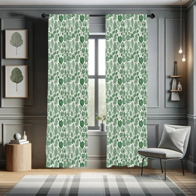 Botanical Semi-Sheer Rod Pocket Curtain Panels
