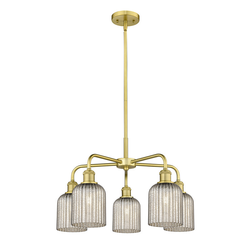 Lustre suspendu à 5 lumières de 23 po Ballston - Trig, Or satiné, Mercure