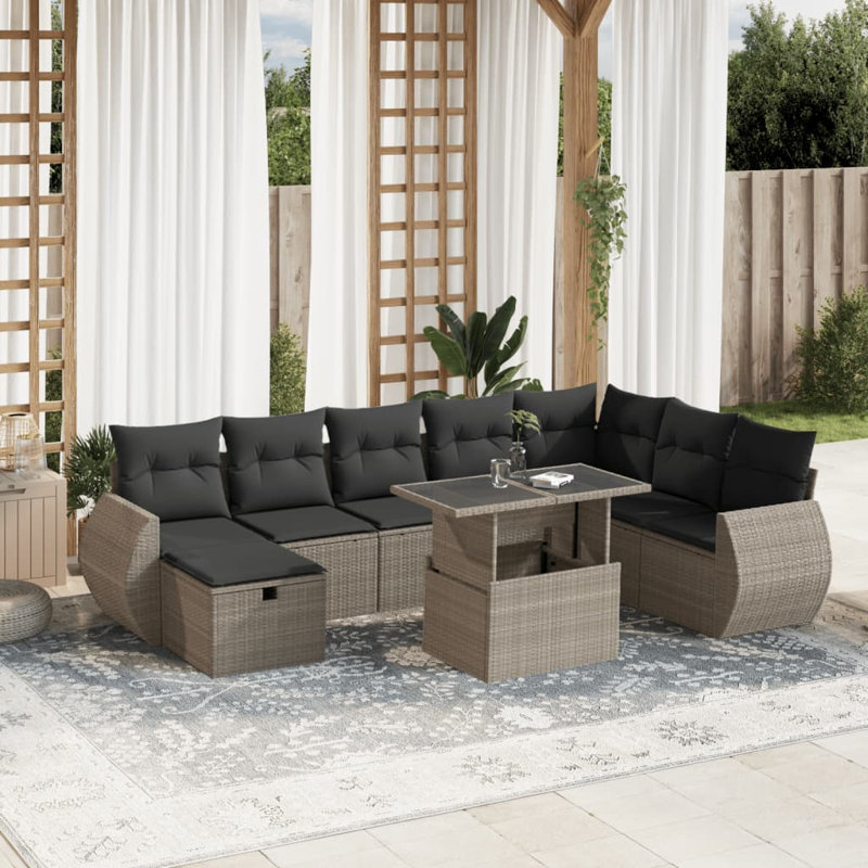  Ensemble de canapé de jardin gris clair, gris foncé