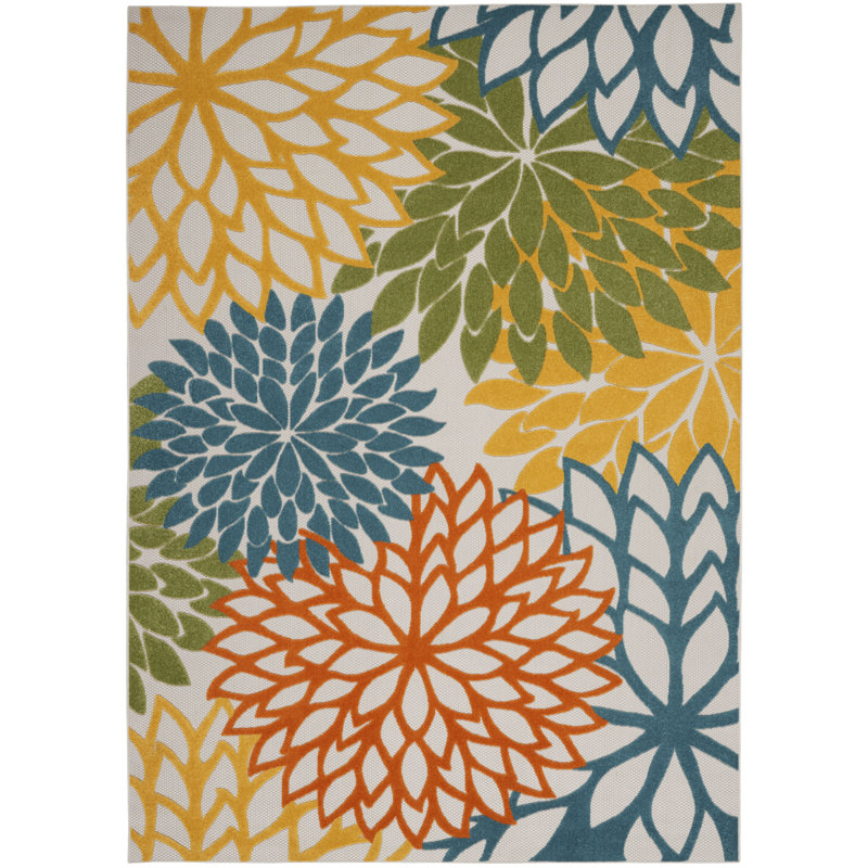 Armone Machine Woven Floral Indoor / Outdoor Area Rug, Rectangle 12' x 15'