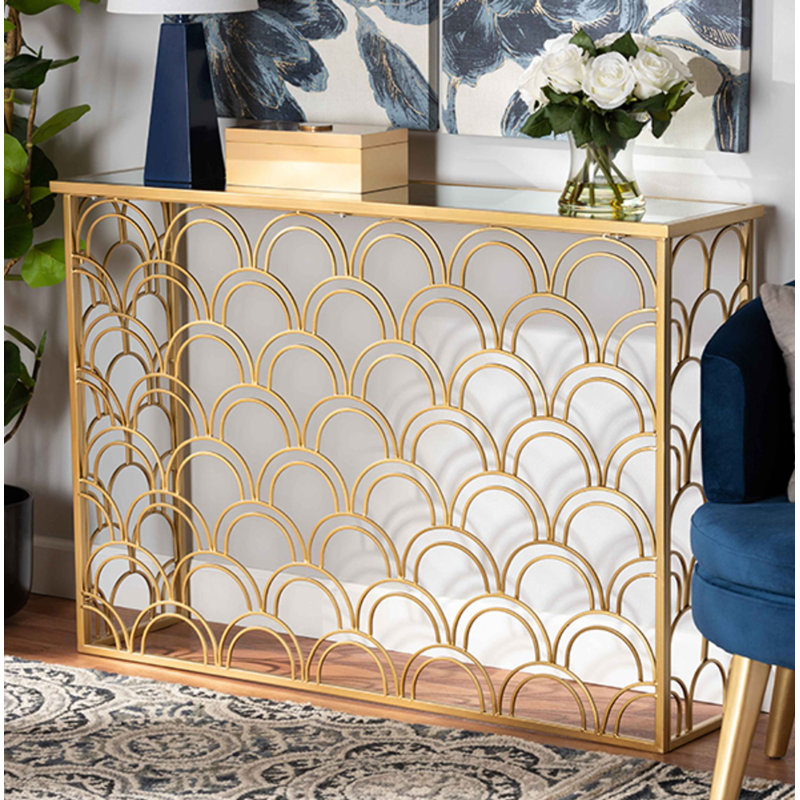 Cerah 47.2'' Glass Top Console Table