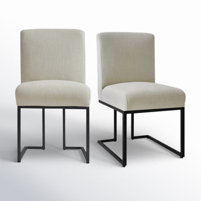 Bende Modern Fabric Upholstered Side Chairs with Metal Sled Base by Wade Logan
