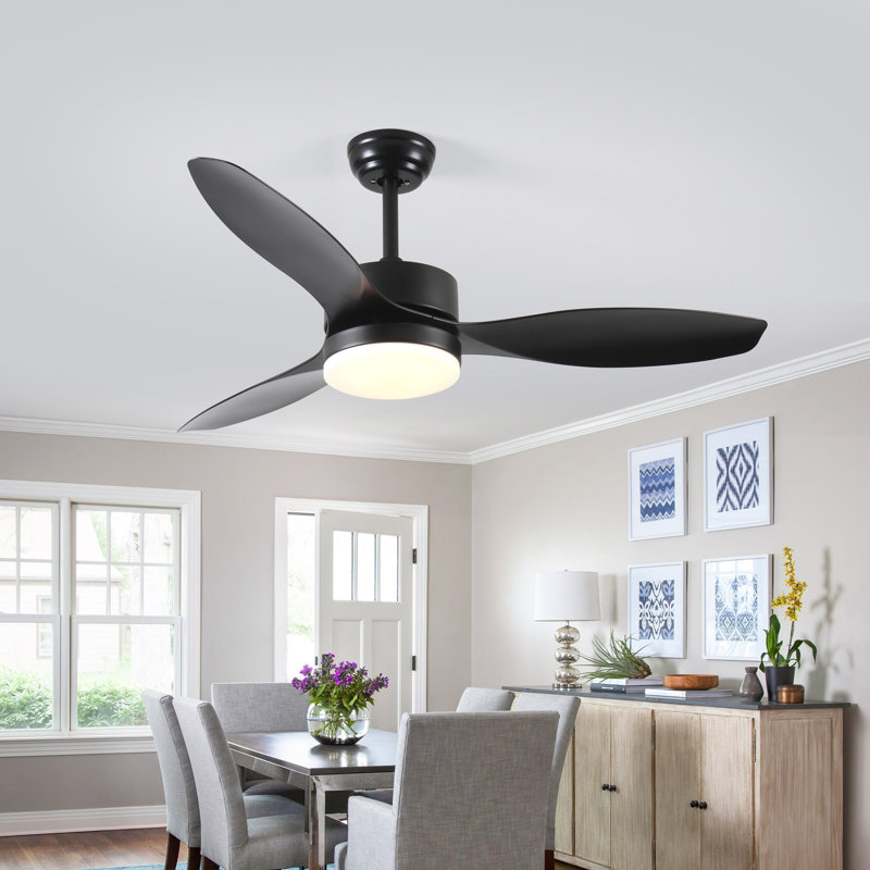 Ventilateur de plafond 52 po intérieur / extérieur avec ensemble de lumières DEL - noir